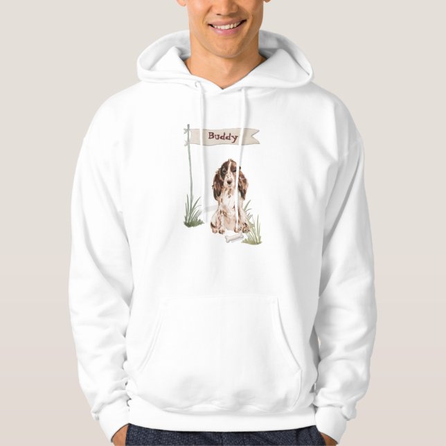 Custom Name Brown Cocker Spaniel Pet Dog Hoodie (Front)