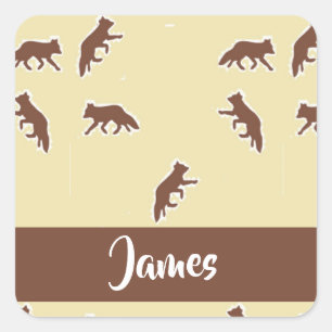 Custom name brown foxes square sticker