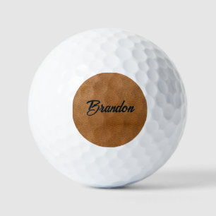 Custom name brown leather golf balls