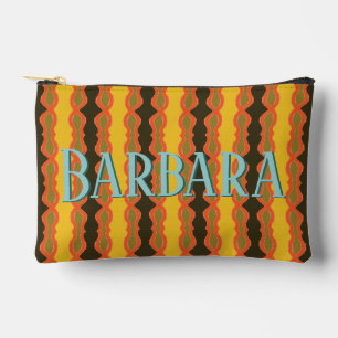 Custom Name Brown Orange Yellow  Accessory Pouch