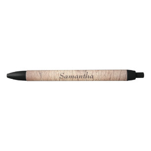 Custom name brown wood black ink pen