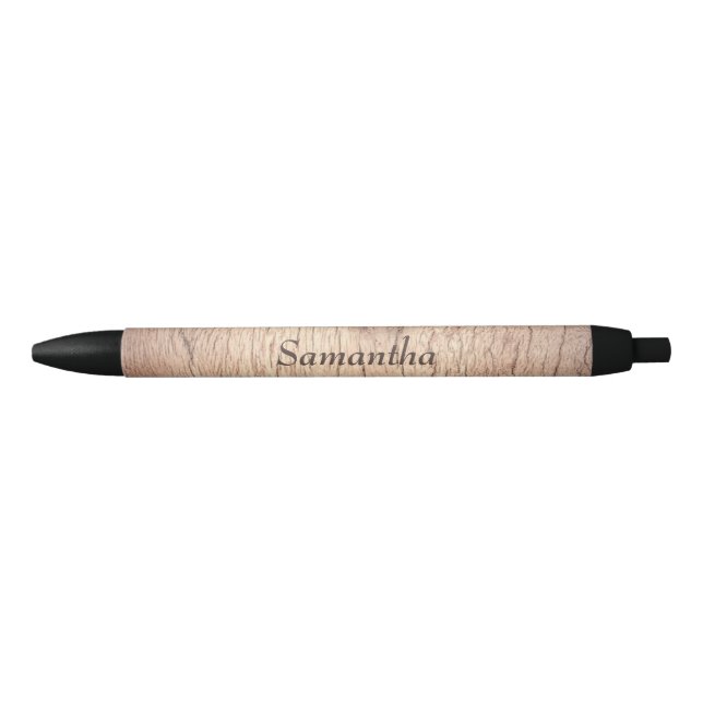 Custom name brown wood black ink pen (Front)