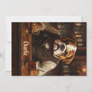 Custom Name Bulldog Bartender  Invitation