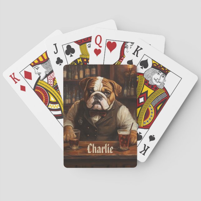 Custom Name Bulldog Bartender  Playing Cards (Back)