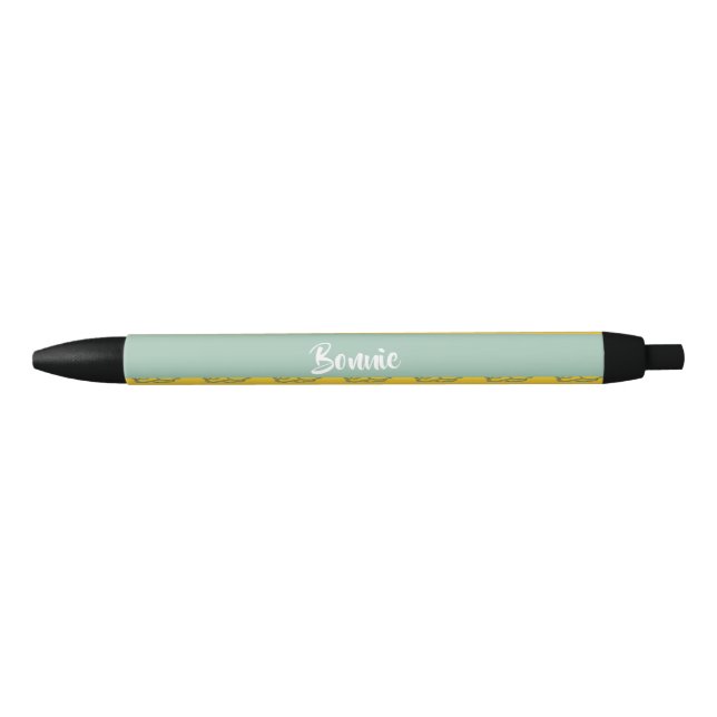 Custom name bunnies on yellow black ink pen (Front)