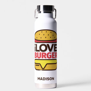 Custom name Burger Lover Water Bottle
