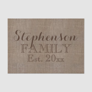 Custom Name Burlap Rustic Print Tissue Paper