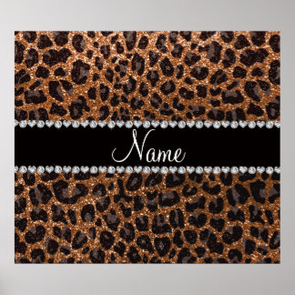 Custom name burnt gold glitter leopard print