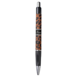 Custom name burnt orange glitter leopard print