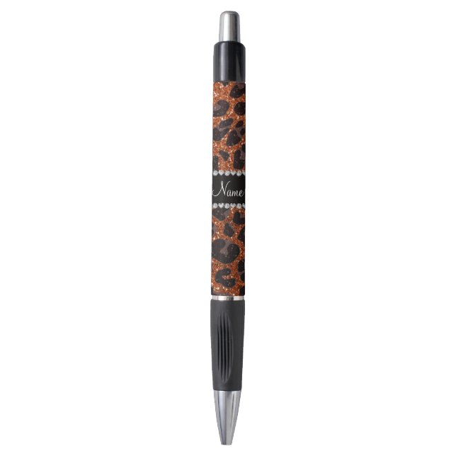 Custom name burnt orange glitter leopard print (Front Vertical)
