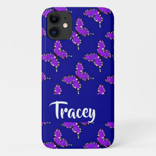 Custom name butterflies blue pattern Case-Mate iPhone case