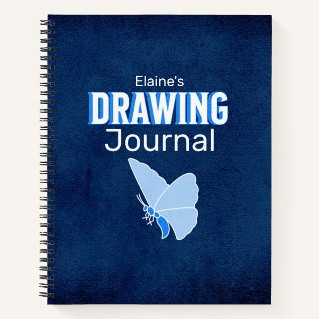 Custom Name Butterfly Drawing Journal (Front)