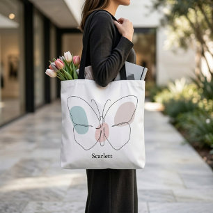 Custom Name Butterfly Tote Bag