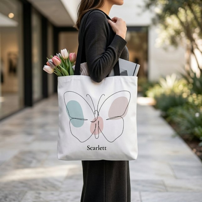 Custom Name Butterfly Tote Bag (Creator Uploaded)