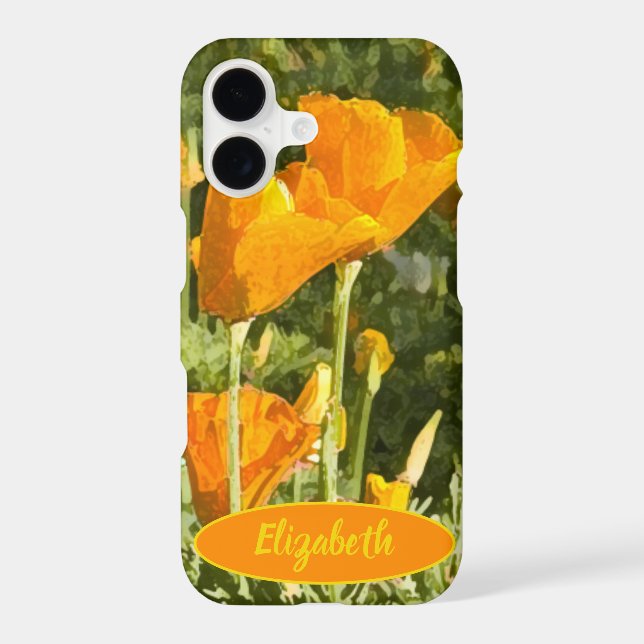Custom Name California Poppy Flower Texture (Back)