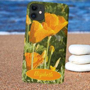 Custom Name California Poppy Flower Texture Case-Mate iPhone Case