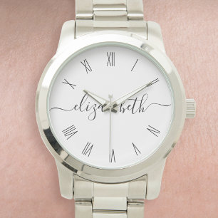 Custom Name Calligraphy Script Trendy Elegant Watch