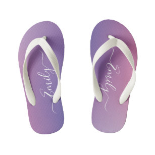 Custom Name Calligraphy Stylish Ombre Gradient Kid's Jandals