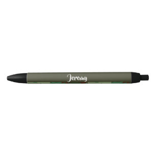 Custom name camouflage pattern black ink pen