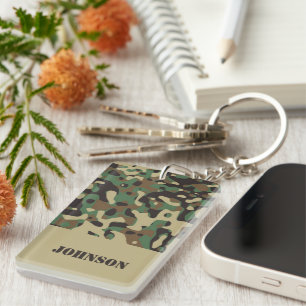 Custom name camouflage pattern key ring