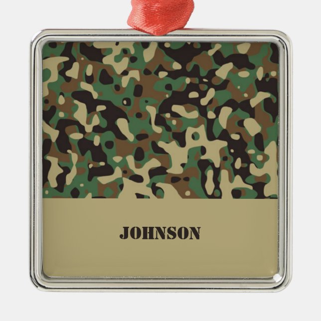 Custom name camouflage pattern metal tree decoration (Front)