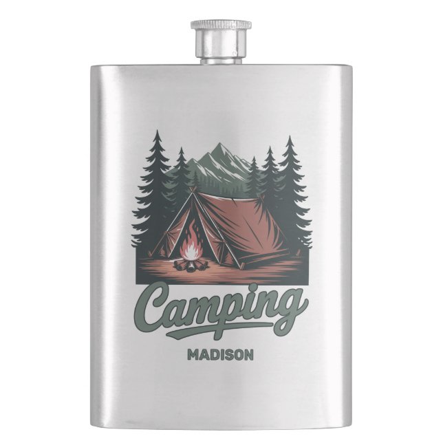 Custom Name Camping Hip Flask (Front)
