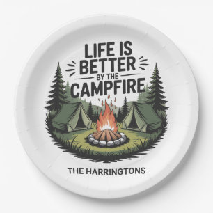Custom Name Camping Paper Plate