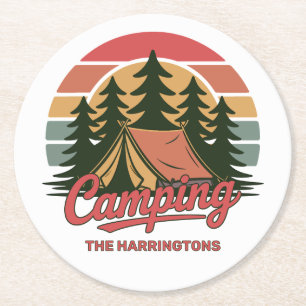 Custom Name Camping Round Paper Coaster