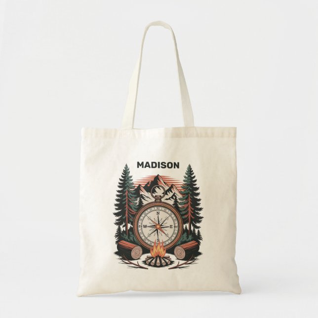 Custom Name Camping Tote Bag (Front)