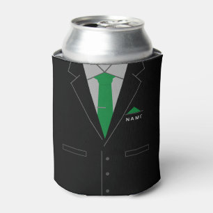 Custom Name Can Cooler with Business Black Suit