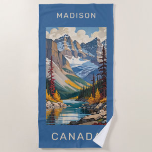 Custom Name Canada Travel Poster Beach Towel