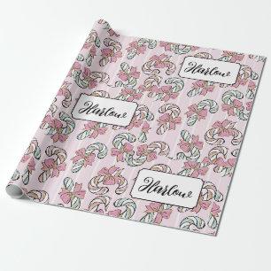 Custom name Candy Cane Christmas Wrapping Paper