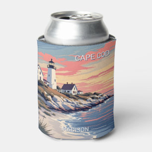 Custom Name Cape Cod Massachusetts Can Cooler