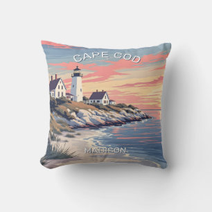 Custom Name Cape Cod Massachusetts Cushion