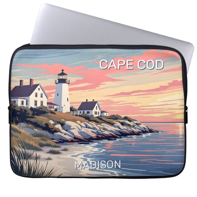 Custom Name Cape Cod Massachusetts Laptop Sleeve (Front)