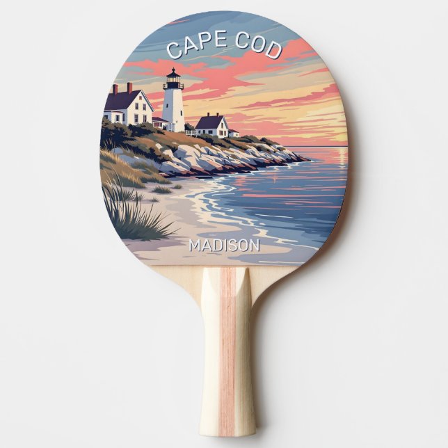 Custom Name Cape Cod Massachusetts Ping Pong Paddle (Front)