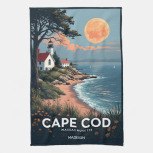Custom Name Cape Cod Massachusetts Tea Towel