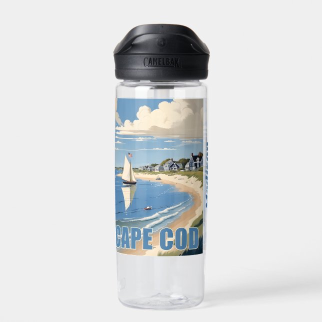 Custom Name Cape Cod Massachusetts Water Bottle (Back)