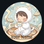 Custom Name Cat Coffee Sticker for Book Lovers<br><div class="desc">Cute cat coffee sticker made for reading journals,  planners,  laptops,  and study gear. A cozy bookish design and a fun personalized gift for readers.</div>