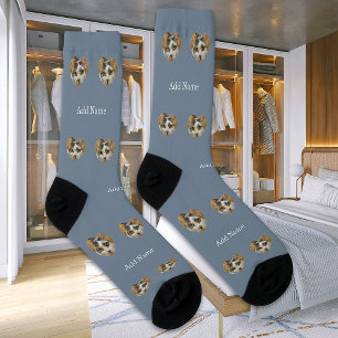 Custom Name Cat Dog Photo Modern Personalised Socks