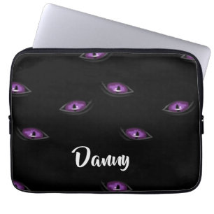 Custom name cat eyes laptop sleeve