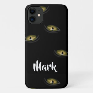 Custom name cat eyes on black Case-Mate iPhone case