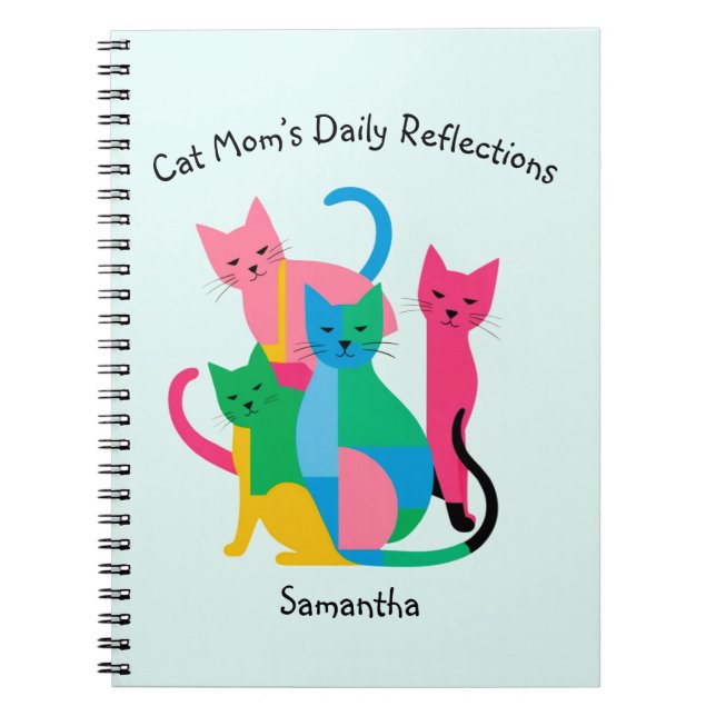 Custom Name Cat Mum's Reflections Notebook (Front)
