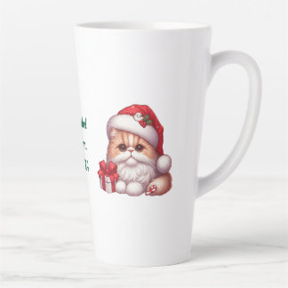 Custom name cat wearing Santa's hat Latte Mug