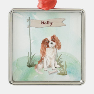 Custom Name Cavalier King Charles Spaniel Pet Dog Metal Tree Decoration