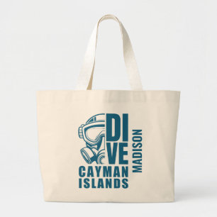 Custom Name Cayman Islands Diving Large Tote Bag