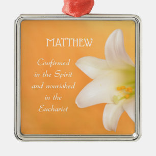 Custom Name, Celebrating RCIA Congratulations Lily Metal Tree Decoration