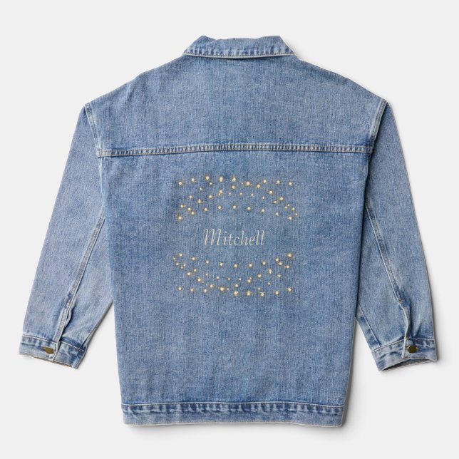 Custom Name Celestial Firefly Starry Night Wedding Denim Jacket (Back)