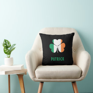 Custom Name Celtic Ireland Shamrock Irish Flag Cushion