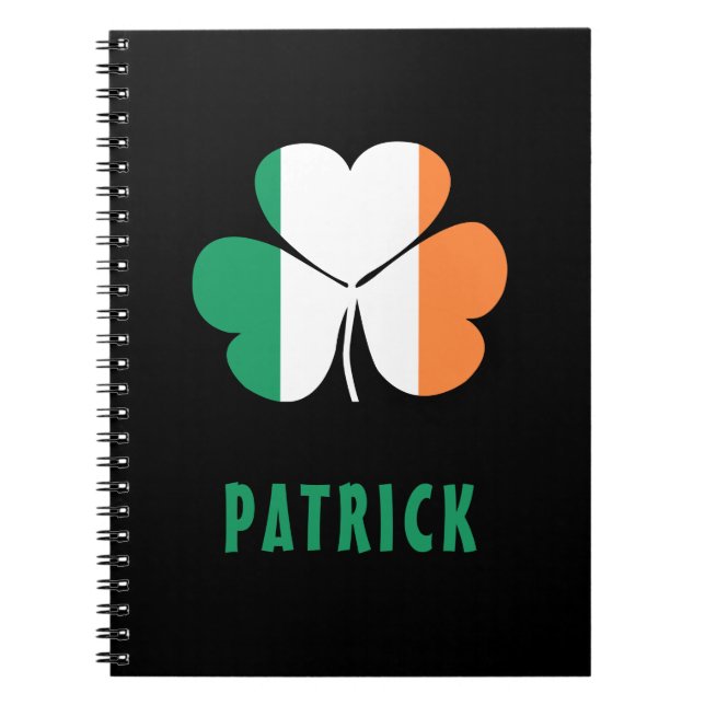 Custom Name Celtic Ireland Shamrock Irish Flag Notebook (Front)